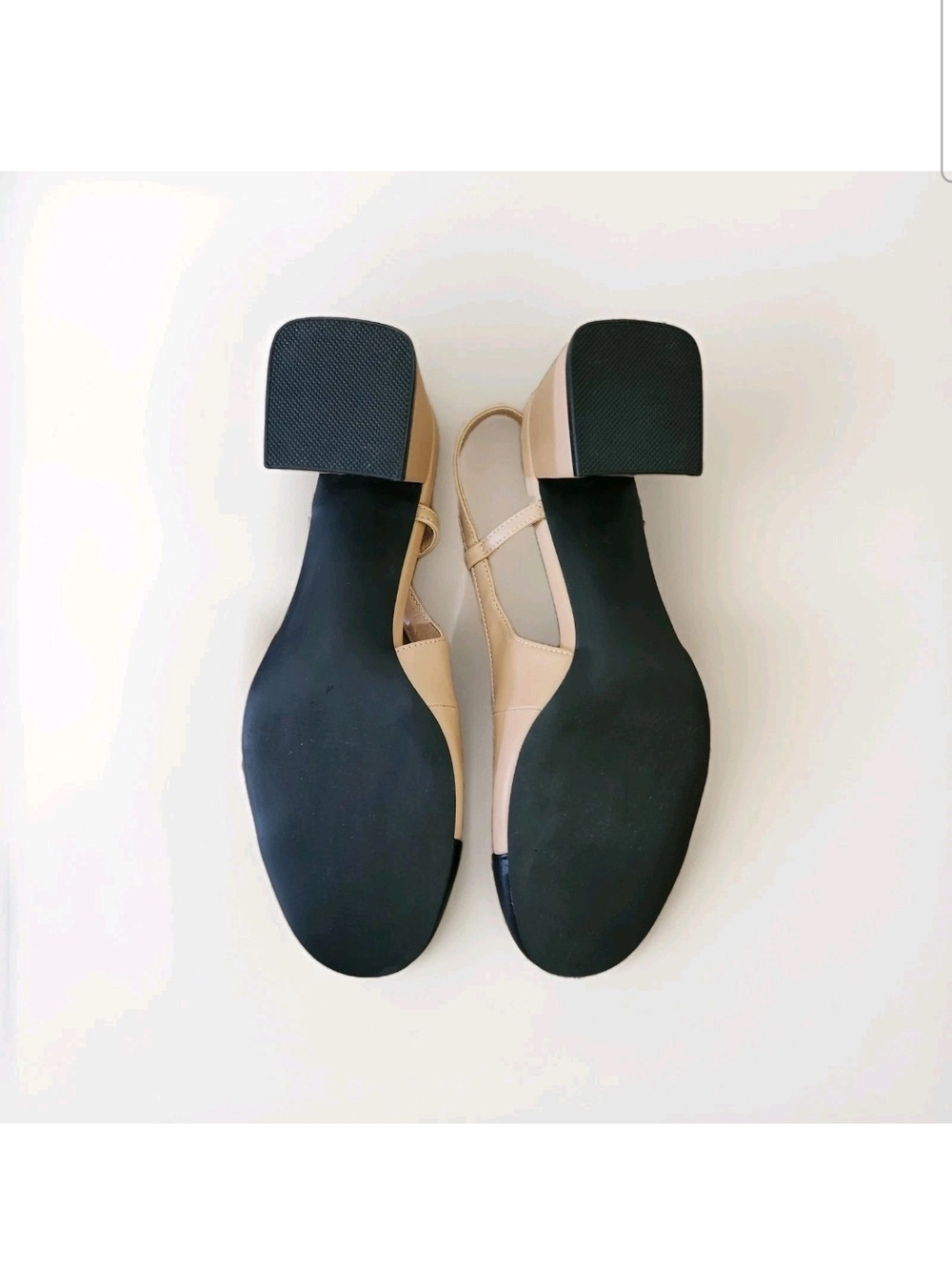 Madden Girl Kiitty Slingback Block Heel Pumps Beige Black Cap Toe Women 9.5 M - Picture 7 of 16
